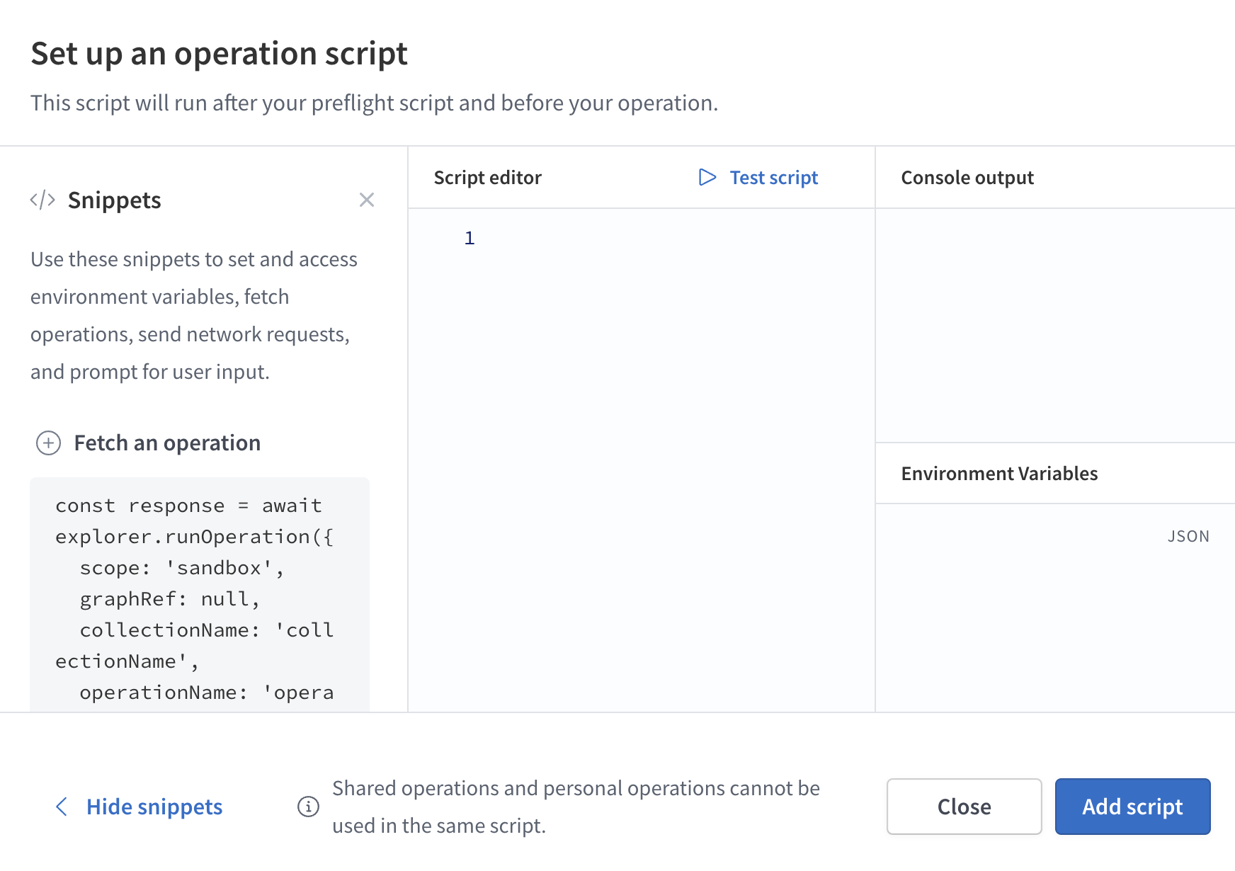 Editing operation scripts in the Explorer